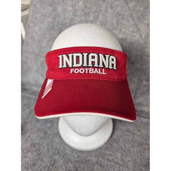 Adidas Indiana Hoosiers Football Visor Red White Embroidered Logo Adjustable - Picture 2 of 9